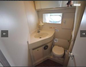巴塞罗那Beautiful Kiwi Boat的一间带水槽和卫生间的小浴室