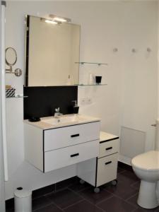 圣布里厄Meublé classé 3 étoiles的一间带水槽和卫生间的浴室