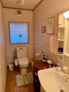 端岛Guesthouse Hope的一间带卫生间、水槽和窗户的浴室