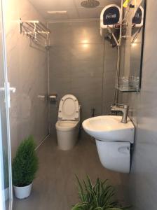 大叻Du Miên House的一间带卫生间和水槽的浴室