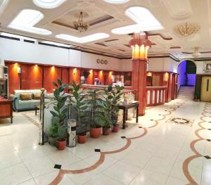 图赖夫Almudawah Hotel的大堂的地板上种有盆栽植物