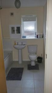 因弗内斯Lerwick Garden Cottage的一间带卫生间、水槽和窗户的浴室