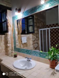 奥苏纳Casas Rurales Las Viñas的一间带水槽和镜子的浴室