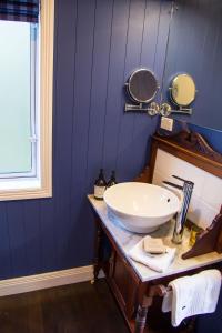 泰鲁阿The Boat House Studio的浴室设有白色水槽和镜子