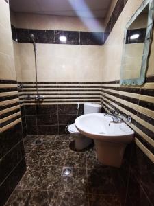 安曼Al Fakher Hotel Apartments & Suites的一间带水槽和卫生间的浴室