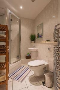 南安普敦Cruisers Haven的浴室配有卫生间、淋浴和盥洗盆。