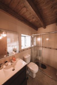 马尔旺Casas de Marvão - Casa do Ribeiro的浴室配有卫生间、淋浴和盥洗盆。