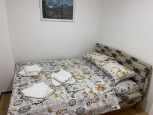 雅戈丁那La Apartamento Centroom的一张带毯子和枕头的沙发