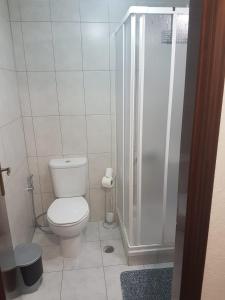 凡道Casa dos Avós e Netos的带淋浴和卫生间的白色浴室