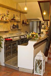 卢戈La Locanda dei Gagliardi的一间大厨房,在房间内配有柜台
