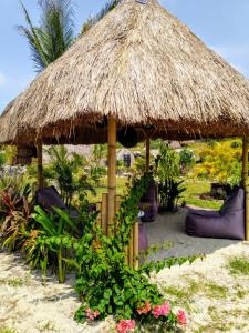 RindiEcoresort Sumba Dream的灵气海滩度假村 - 带椅子和草伞