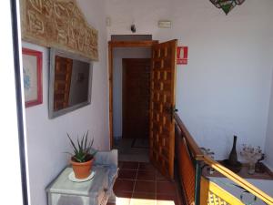 奇克拉纳－德拉弗龙特拉坎帕纳里奥酒店的一间有门的房间和种植植物的楼梯