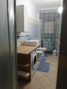 恩纳Anchida casa vacanze的一间带水槽和洗衣机的浴室