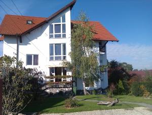 布拉索夫热恩尼翁旅馆的白色房子,有红色屋顶