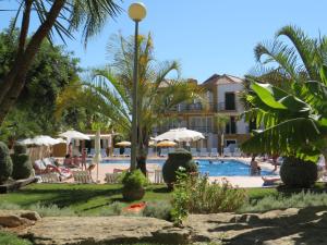 塔维拉Casa Morgado的一个带游泳池和棕榈树的度假村