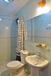 胡志明市Giang Son Hotel 江山民宿胡志明市的一间带卫生间和水槽的浴室