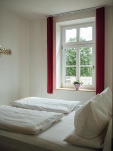奥巴拉马高加尼阿梅高尔霍夫酒店的带窗户的客房内的两张床