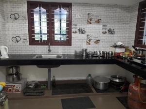 蒙纳Munnar Brindavan Cottage的厨房配有水槽和台面
