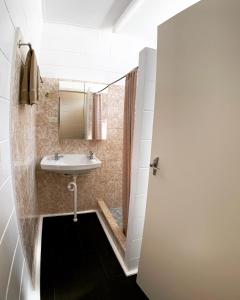 艾尔热带城市汽车旅馆的一间带水槽和镜子的浴室