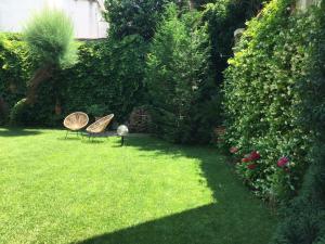 威尼斯Primaluce的花园里的草地上摆放着两把椅子