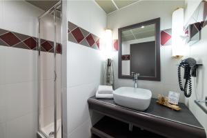 里昂亚历山德拉酒店的一间带水槽和淋浴的浴室