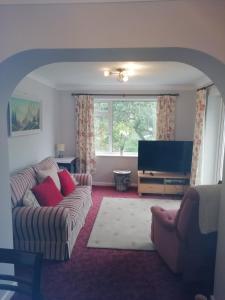 MereWedgewood Annexe - All the comforts of home的带沙发和平面电视的客厅