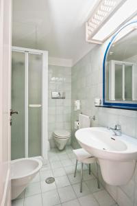 马拉泰亚甘比亚诺酒店的一间带水槽、淋浴和卫生间的浴室