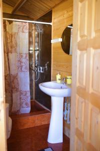 新阿丰Guest House Apsar Village的浴室配有白色水槽和淋浴。
