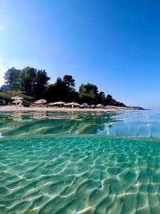 克里皮吉亚历山大海滩酒店的一片带遮阳伞的海滩