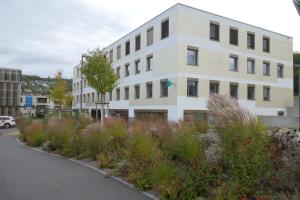 措芬根Partner Hotel AG Zofingen的前面有植物的白色建筑