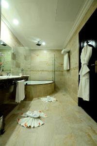 丹吉尔明萨酒店的带浴缸和盥洗盆的浴室