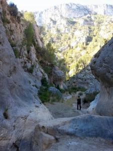 Parroquia de la FuensantaCasa Lamberdina的沿着岩石山道走的人