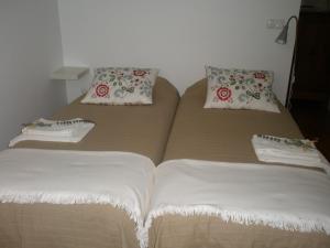 圣塔伦Casa do Arco, Santarém的床上有2个枕头