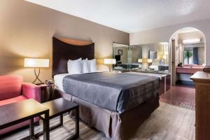 盖恩斯维尔Econo Lodge的酒店客房设有床和客厅。