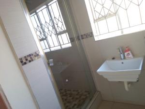 Ga-LukaKingdoms Place Guesthouse的带淋浴和盥洗盆的浴室
