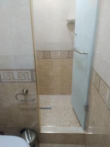 塔什干cheap room without bathroom的浴室里设有玻璃门淋浴