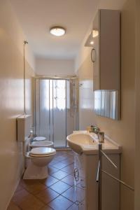 卢卡TERRAZZA COCCODE' spazioso con vista mozzafiato!的浴室配有卫生间、盥洗盆和淋浴。