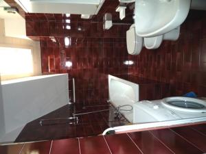 坎皮泰洛迪法萨Grohmann的红色瓷砖浴室设有卫生间