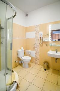 兹沃伦学术酒店的浴室配有卫生间、淋浴和盥洗盆。