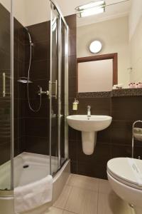 克拉科夫迈可森米莲酒店的一间带水槽、淋浴和卫生间的浴室