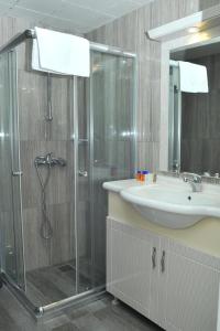 安卡拉Lion City Hotel Ankara的带淋浴和盥洗盆的浴室