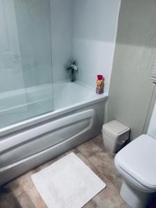 费尔顿Logi - Bear的带浴缸和卫生间的浴室。