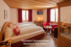 格林德尔瓦尔德海尔森酒店 - 格林德瓦的配有一张床和一张书桌的酒店客房