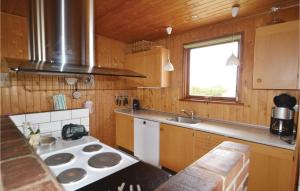 哈夫維格Awesome Home In Hvide Sande With Sauna的厨房配有炉灶、水槽和窗户。