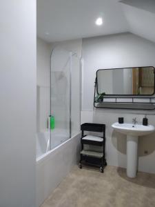 莫拉莱哈Duplex Jalama II的一间带水槽、淋浴和镜子的浴室