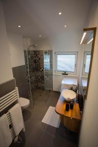 皮森多夫Apartment Steff & Stoff的一间带水槽、卫生间和淋浴的浴室