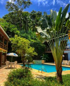 伊利亚贝拉Residencial Vilamar的游泳池旁的棕榈树