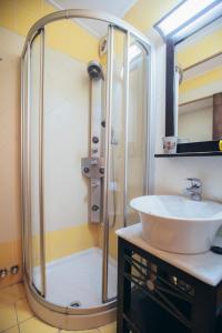 桑加拉达Ellis Full Guest House的带淋浴和盥洗盆的浴室