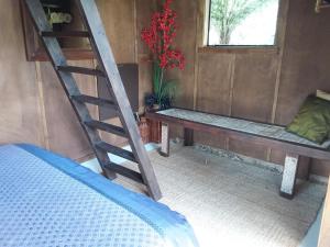科罗曼德镇The Bali Room的一间带梯子、床和长凳的房间
