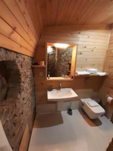 Gaytaninovo奥玛雅生态村酒店的小屋内的浴室设有盥洗盆和卫生间